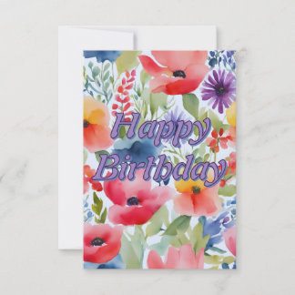 joyeux anniversaire fleur aquarelle