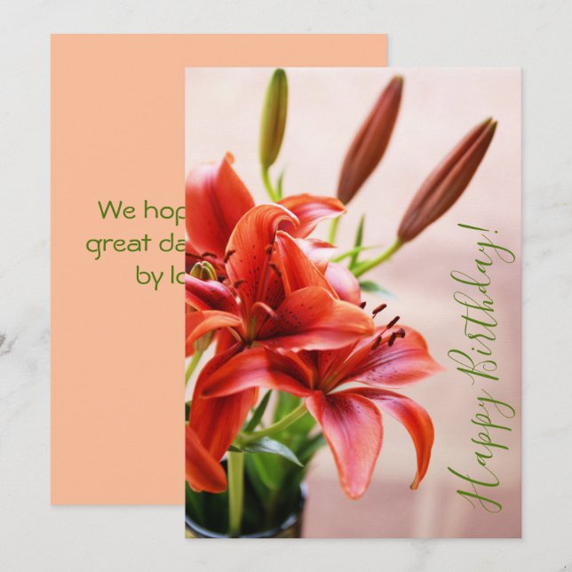 Joyeux Anniversaire Fleurs de Lis Photo Carte Pers (Devant / Derrière)
