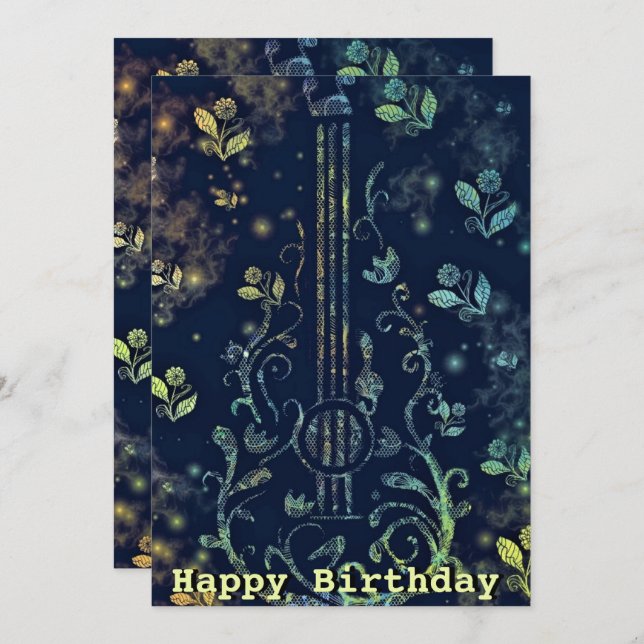 Joyeux anniversaire - Fleurs Guitare Art (Devant / Derrière)