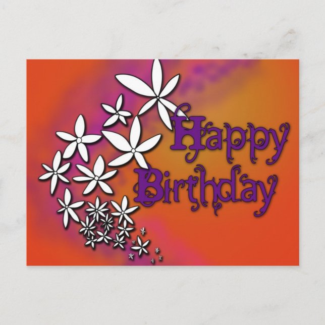 Joyeux Anniversaire - Floral - Carte postale (Devant)