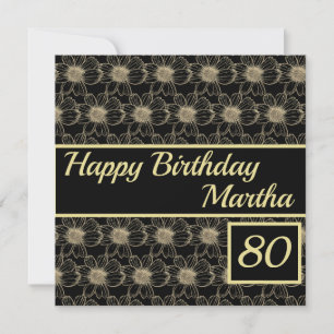Joyeux Anniversaire Floral Gold Black Carte person