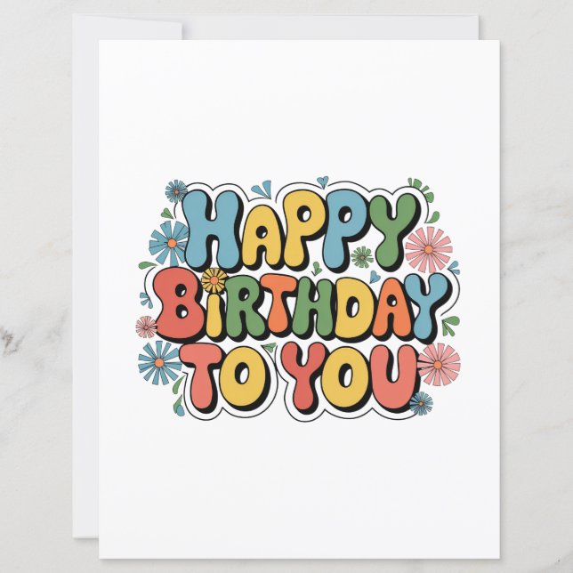 Joyeux Anniversaire Floral Groovy (Devant)
