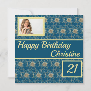 Joyeux anniversaire Floral or Turquoise design Car