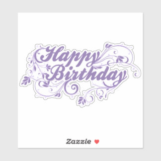 Joyeux Anniversaire Floral Violet Sticker