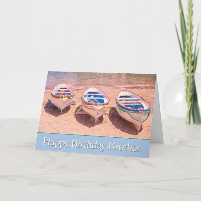 Joyeux Anniversaire Frère Carte De Bateaux À Rames (Devant)