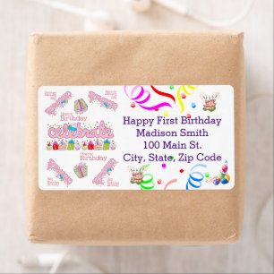 Joyeux anniversaire FUN Cupcake Étiquette de adres