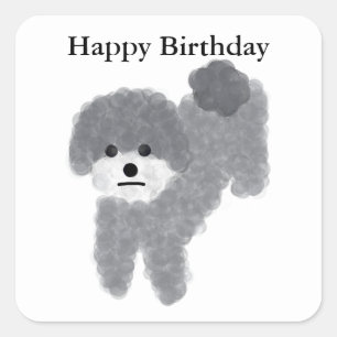 Joyeux Anniversaire Gris Poodle #2 Stickers