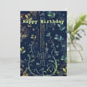 Joyeux Anniversaire - Guitare aux Fleurs Romantiqu