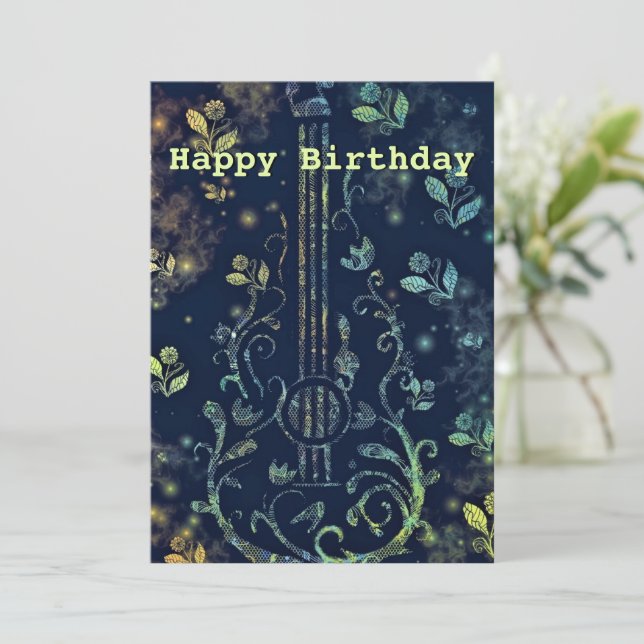 Joyeux Anniversaire - Guitare aux Fleurs Romantiqu (Debout devant)