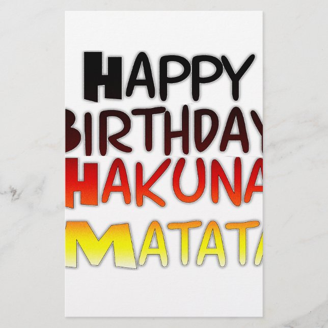 Joyeux anniversaire Hakuna Matata Graphique inspir (Devant)