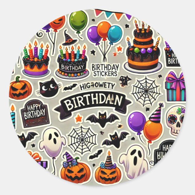 Joyeux anniversaire Halloween stickers jour (Devant)