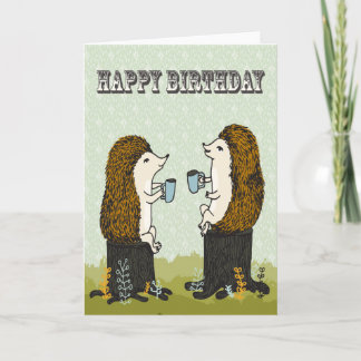Joyeux anniversaire - Hedgehog Tea Party Carte de 
