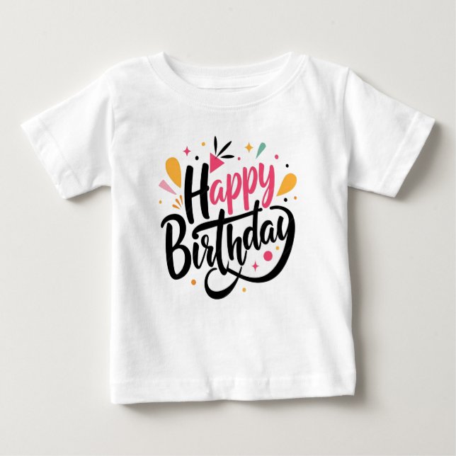 Joyeux anniversaire Imprimez un T-shirt blanc mode (Devant)