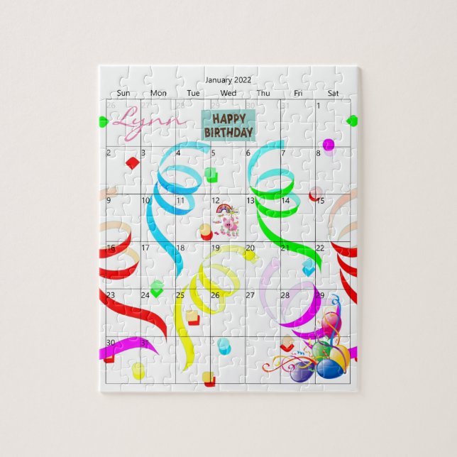 Joyeux anniversaire Janvier 2022 Calendrier Puzzle (Vertical)