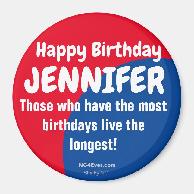 Joyeux Anniversaire JENNIFER Refrigerator Magnet (Devant)