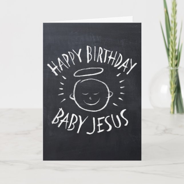 Joyeux Anniversaire Jésus - Carte de Noël en table (Devant)