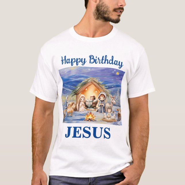 Joyeux Anniversaire Jésus Noël T-shirt Homme (Devant)