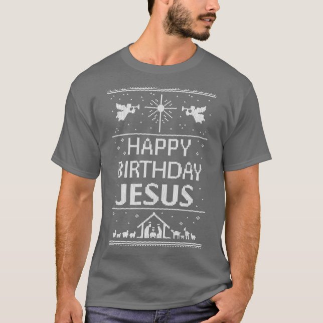 Joyeux Anniversaire Jésus Sweat de Noël Ugly Scand (Devant)