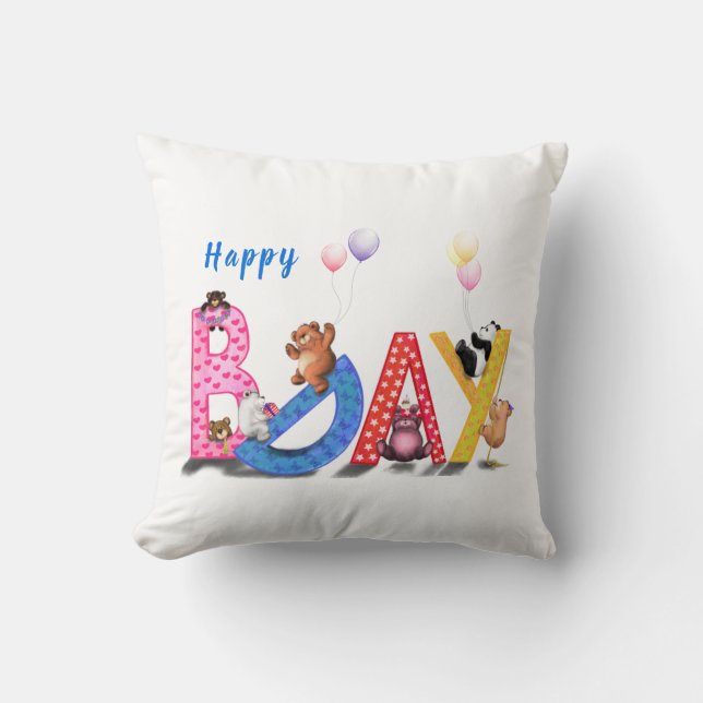 Joyeux Anniversaire Jeu Oreiller Bébé Bears Party (Recto)