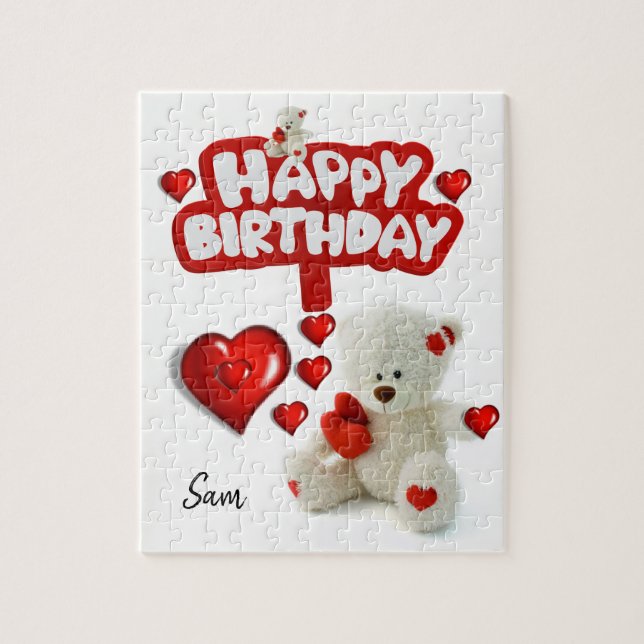 Joyeux Anniversaire Jigsaw Puzzle blanc Teddy Bear (Vertical)