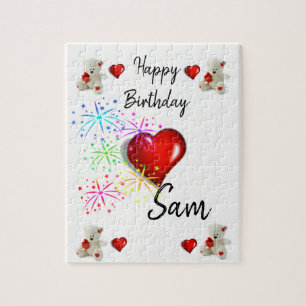 Joyeux Anniversaire Jigsaw Puzzle blanc Teddy Bear