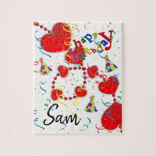 Joyeux anniversaire Jigsaw Puzzle Coeurs rouges