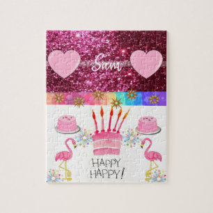 Joyeux anniversaire Jigsaw Puzzle Flamant rose