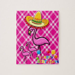 Joyeux anniversaire Jigsaw Puzzle Flamant rose