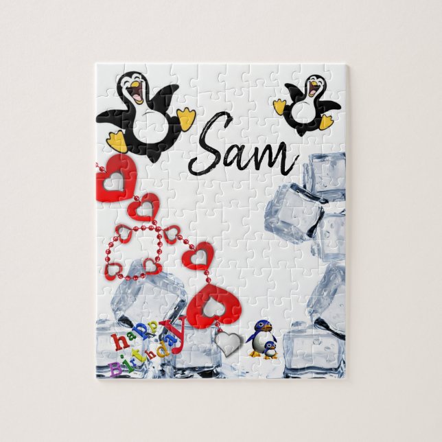 Joyeux anniversaire Jigsaw Puzzle Penguin (Vertical)