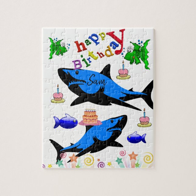 Joyeux anniversaire Jigsaw Puzzle requin (Vertical)