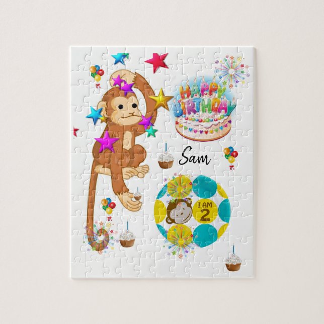 Joyeux Anniversaire Jigsaw Puzzle Singe de deux an (Vertical)