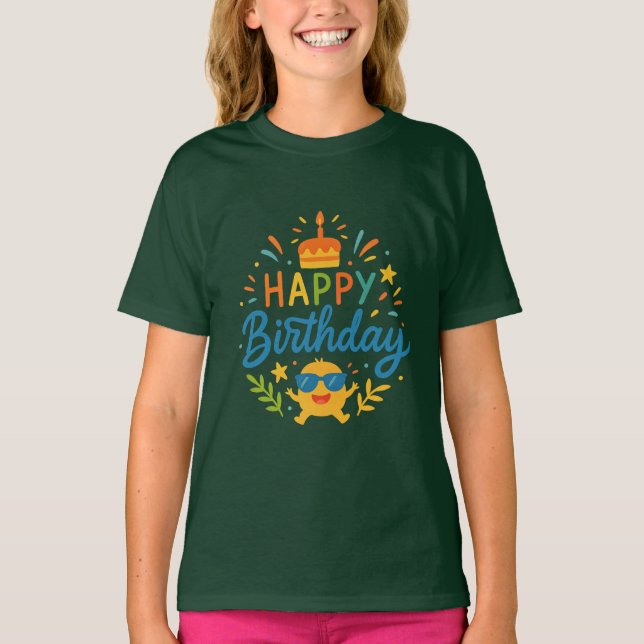 Joyeux Anniversaire Jolies Filles T-Shirt de Base  (Devant)