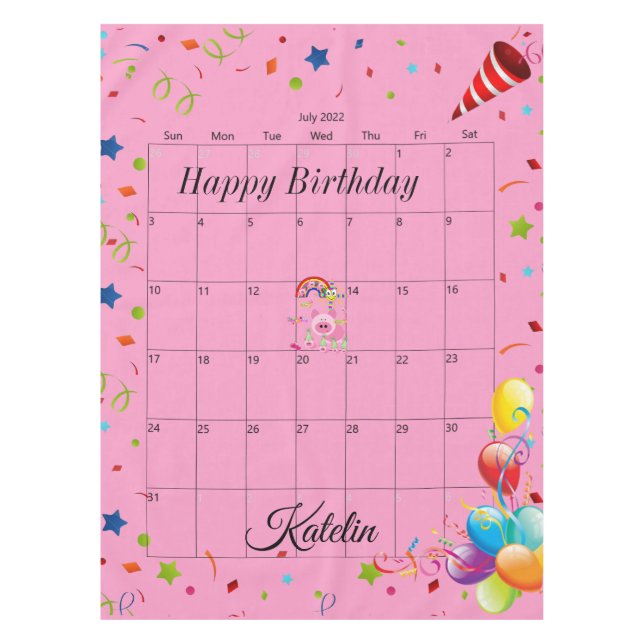 Joyeux anniversaire Juillet 2022 Nappe (Devant)