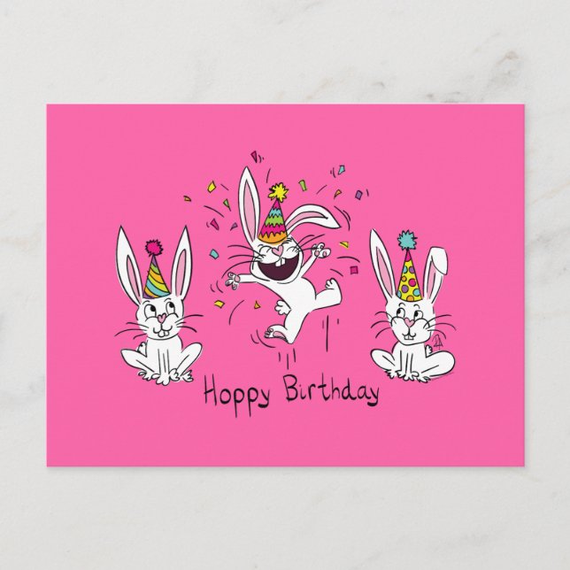 Joyeux Anniversaire Lapin de Pâques Carte Postale (Devant)