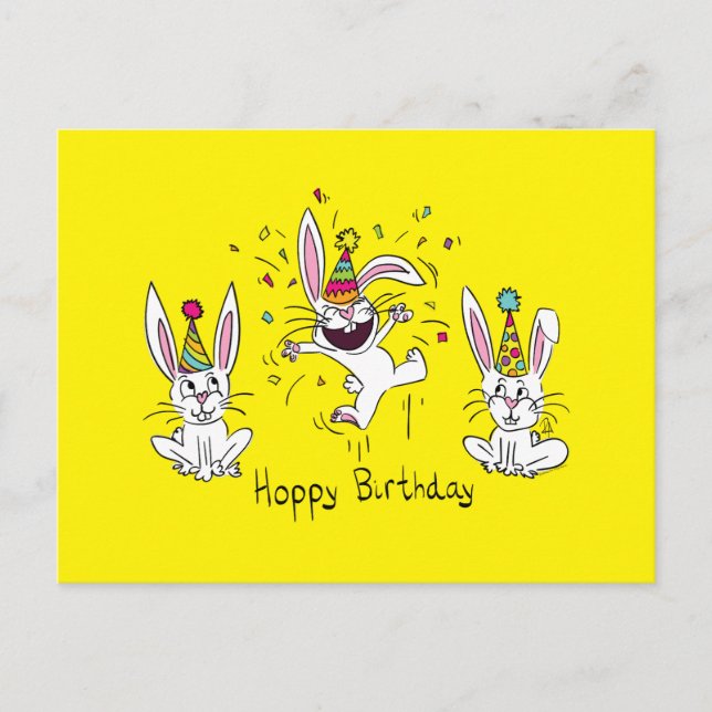 Joyeux Anniversaire Lapin de Pâques Carte Postale (Devant)
