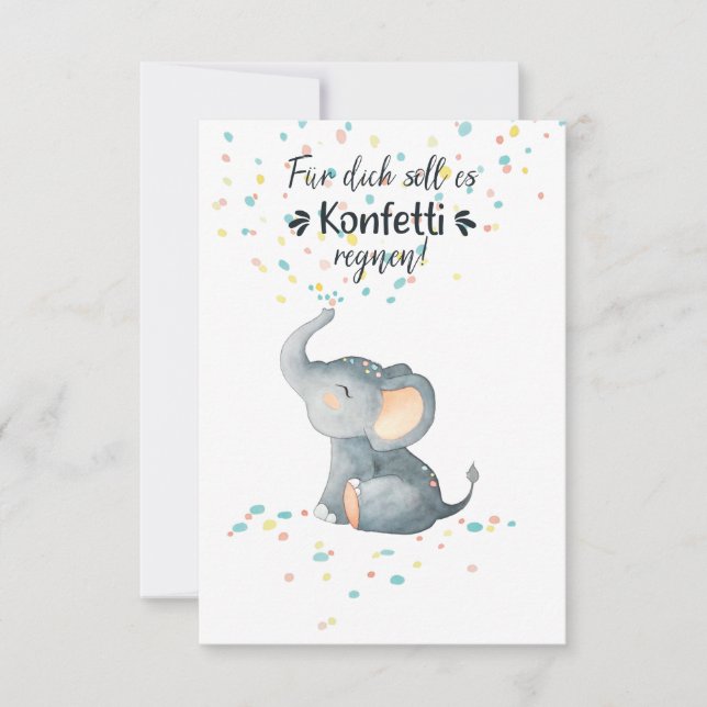 Joyeux anniversaire, l'éléphant se fait des confet (Devant)