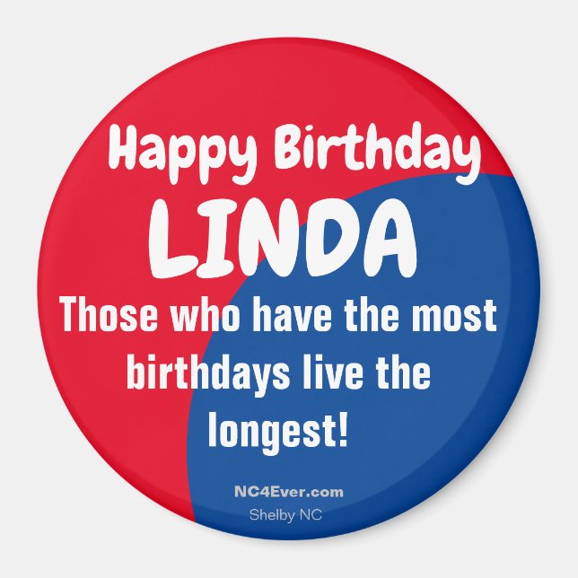 Joyeux Anniversaire LINDA Refrigerator Magnet (Devant)