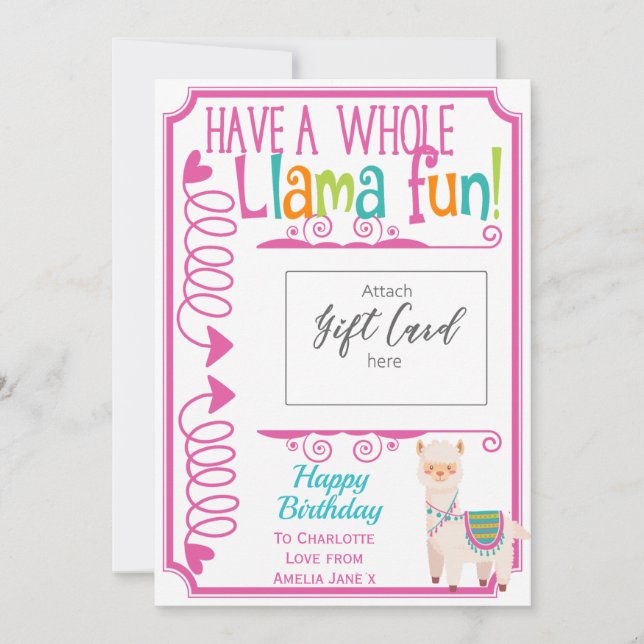 Joyeux Anniversaire Llama Fun Titulaire de carte c (Devant)