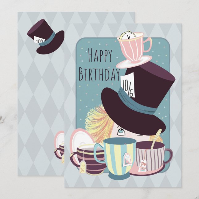 Joyeux anniversaire Mad Hatter Tea Party (Devant / Derrière)