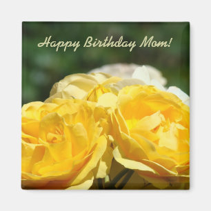 Joyeux Anniversaire Maman ! aimant Jaunes Roses Ja
