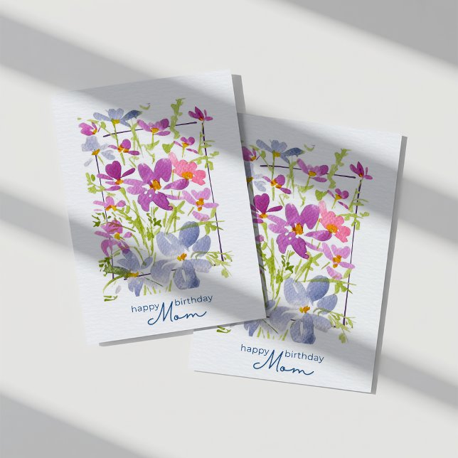 Joyeux Anniversaire Maman Carte Fleur Sauvage Aqua (Créateur téléchargé)