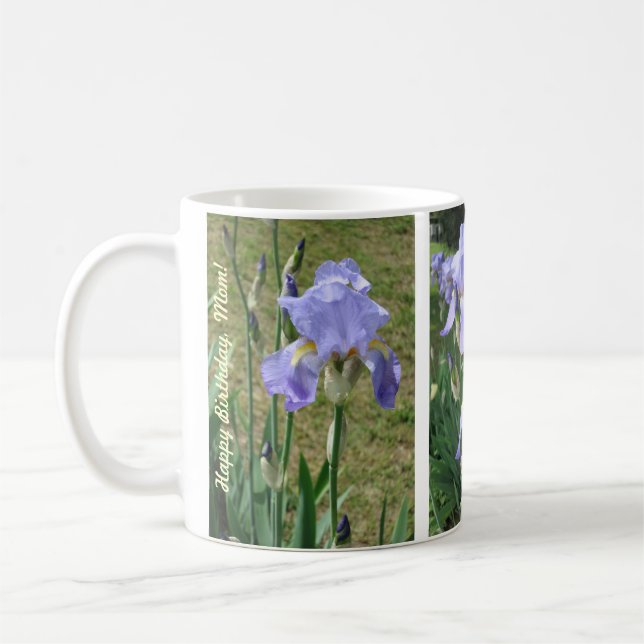 Joyeux anniversaire, maman Mug avec Blue Mauve Iri (Gauche)