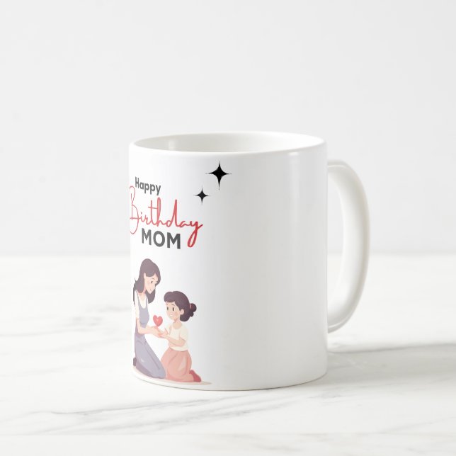 Joyeux Anniversaire Maman Mug - Design floral élég (Devant droit)