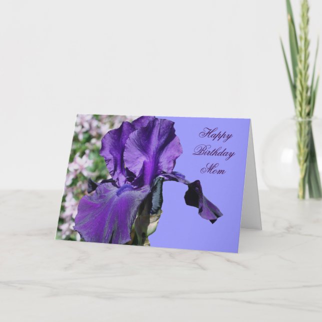 Joyeux Anniversaire Maman Purple Iris Flower Carte (Devant)