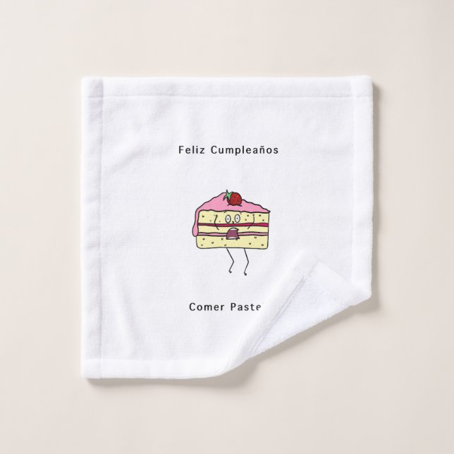 Joyeux Anniversaire Manger du gâteau, anniversaire (Gant de toilette)