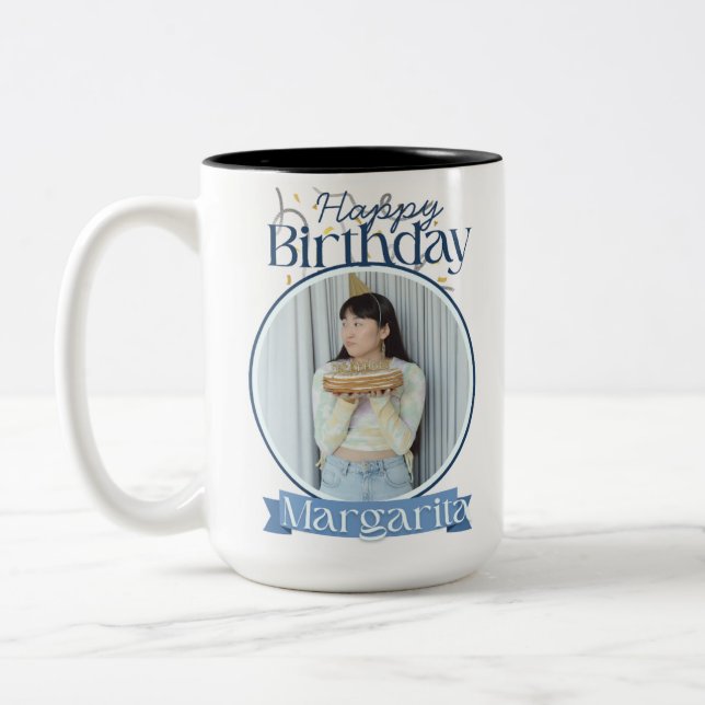 Joyeux Anniversaire Margarita Mug | Photo nom pers (Gauche)