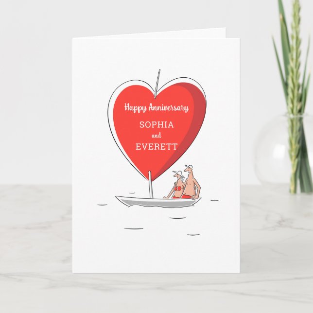 Joyeux anniversaire Mariage bateau à voile Carte d (Devant)