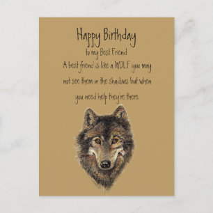 Joyeux Anniversaire, Meilleur Loup Ami, Carte Loup