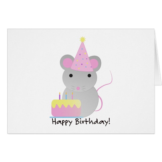 Joyeux Anniversaire mignonne Souris de fête (Devant Horizontal)