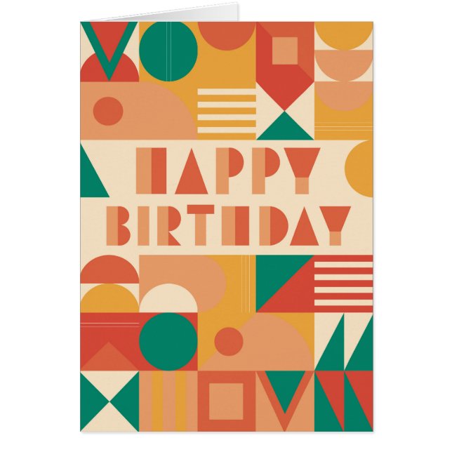 Joyeux anniversaire. Motif géométrique vert jaune (Devant)